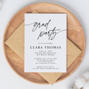 Modern Elegant Black and White Graduation Party Invitation