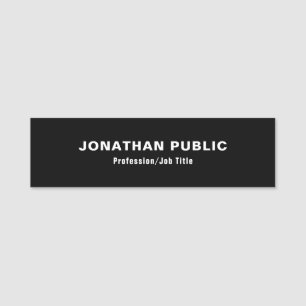 Modern Elegant Black And White Minimalist Template Name Tag