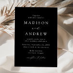 Modern Elegant Black and White Minimalist Wedding Invitation<br><div class="desc">Invite guests to your wedding with this modern black and white minimalist wedding invitation featuring elegant serif lettering paired with a delicate calligraphy script accent. The clean, structured layout highlights your names and wedding details in a timeless and easy-to-read format, making it ideal for formal weddings, black- tie celebrations, and...</div>