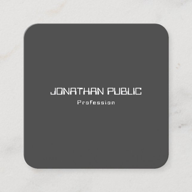 Modern Elegant Black And White Simple Template Square Business Card (Front)