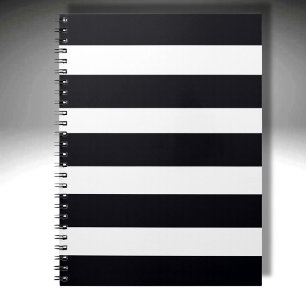 Modern Elegant Black And White Striped Notebook