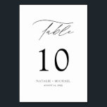 Modern Elegant Black And White Table Ten Wedding Table Number<br><div class="desc">This modern and elegant table number is the perfect addition to your wedding reception. The whimsical typography and black and white colour scheme give it a touch of sophistication and style. The hand lettered calligraphy script adds a personal touch to your big day. Simply click "Personalize" to add your own...</div>