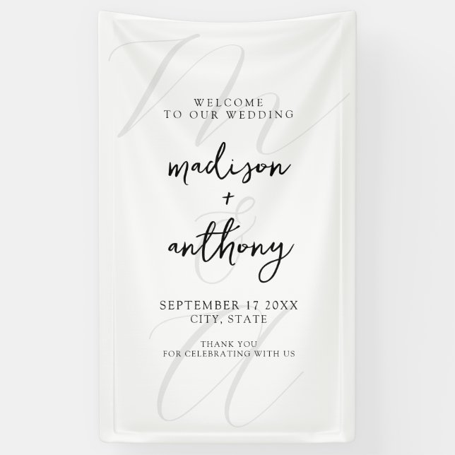 Modern Elegant Black and White Wedding Banner (Vertical)