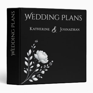 Modern Elegant Black and White Wedding Binder