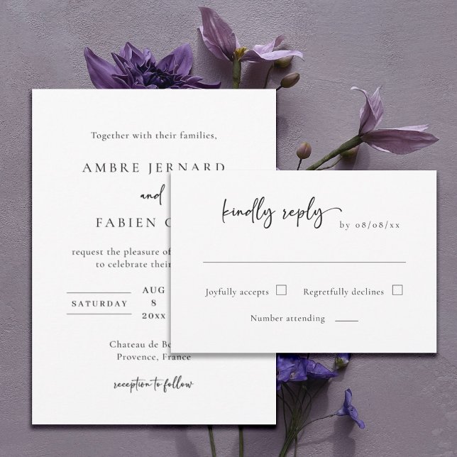 Modern Elegant Black and White Wedding RSVP  Invitation (Creator Uploaded)