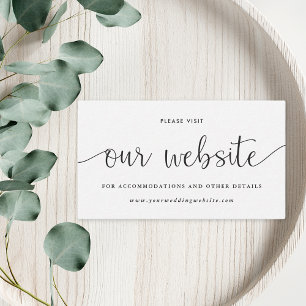 Modern Elegant Black and White Wedding Website Enclosure Card