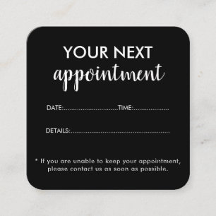 Modern Elegant Black Beauty Salon Appointment Card