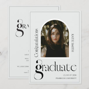 Modern elegant black bold typography Graduation Invitation
