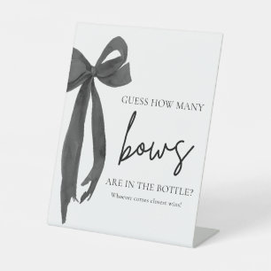Modern Elegant Black Bow Guess How Many Bows Game Pedestal Sign