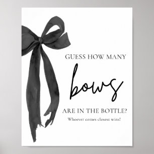 Modern Elegant Black Bow Guess How Many Bows Game Poster