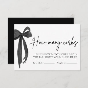 Modern Elegant Black Bow Guess How Many Corks Game Invitation