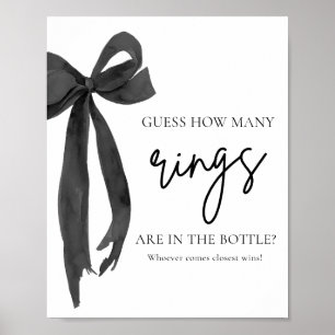 Modern Elegant Black Bow Guess How Many Rings Game Poster