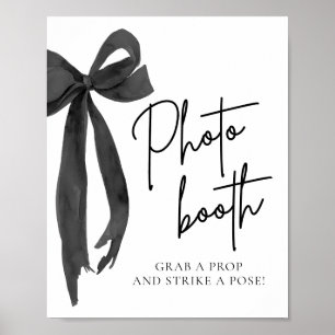 Modern Elegant Black Bow Photo Booth Sign