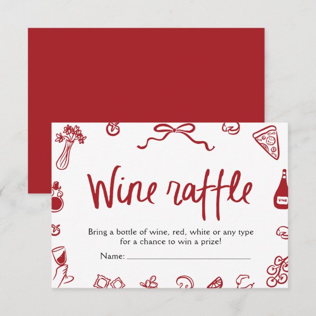Modern Elegant Black Bow Wine Raffle Game Ticket Invitation (Front/Back)