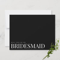 Modern & Elegant Black Bridesmaid Proposal Card