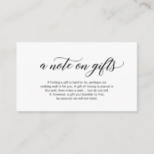 Modern elegant black calligraphy, A note on gifts Enclosure Card