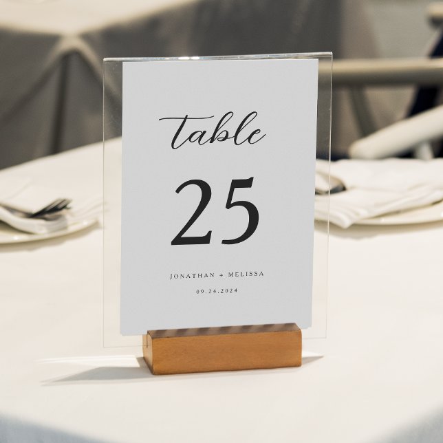 Modern Elegant Black Calligraphy Script Wedding Table Number (Creator Uploaded)