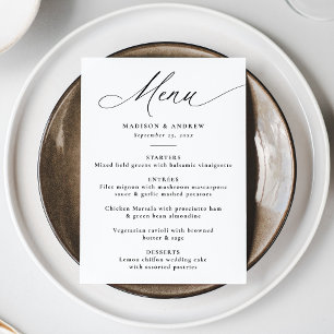 Modern Elegant Black Calligraphy Wedding Menu