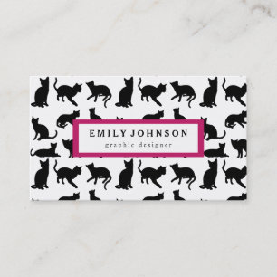 Modern elegant Black cats pattern customized Business Card