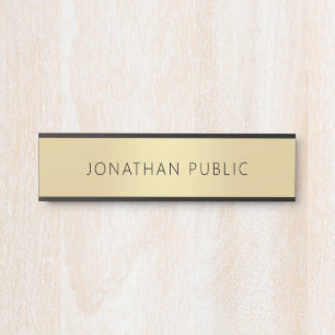 Modern Elegant Black Faux Gold Template Trendy Door Sign
