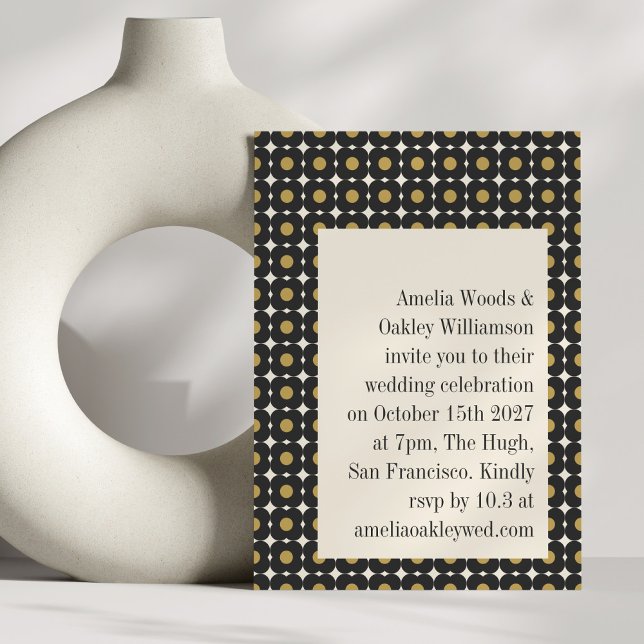 Modern Elegant Black Gold Art Deco Wedding Invitation (Creator Uploaded)