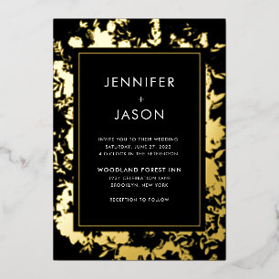 Modern Elegant Black Gold Floral Wedding