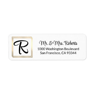 Modern Elegant Black Gold Frame Monogram Initials