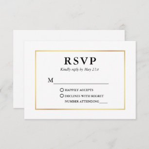 Modern Elegant Black Gold Frame RSVP Card