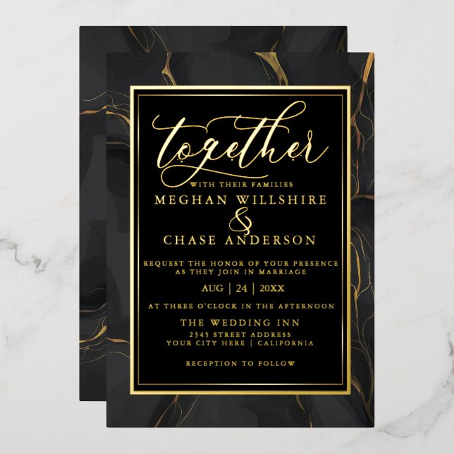 Modern Elegant Black Gold Marble (Front/Back)