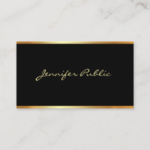 Modern Elegant Black Gold Professional Hand Script Business Card