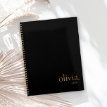 Modern Elegant Black Gold Simple Monogram Name Planner<br><div class="desc">Modern Elegant Black Gold Simple Monogram Name Planner</div>