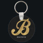 Modern Elegant Black Gold Stylish Monogram B Keychain<br><div class="desc">Modern Elegant Black Gold Stylish Monogram Letter B. Gift your loved ones a personalized keychain with their name.</div>