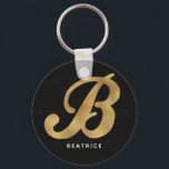 Modern Elegant Black Gold Stylish Monogram B Keychain<br><div class="desc">Modern Elegant Black Gold Stylish Monogram Letter B. Gift your loved ones a personalized keychain with their name.</div>