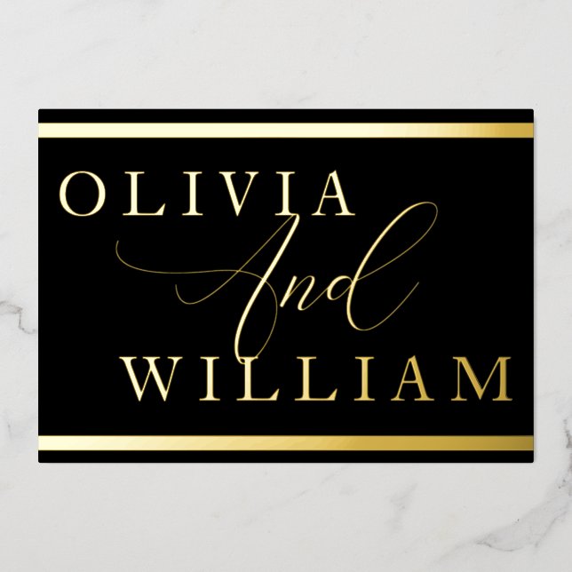 Modern Elegant Black & Gold Wedding Golden (Front)