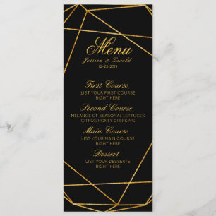 Modern Elegant Black & Gold Wedding Menu
