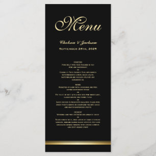 Modern Elegant Black Gold Wedding Menu