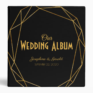 Modern Elegant Black & Gold Wedding Photo Album Binder