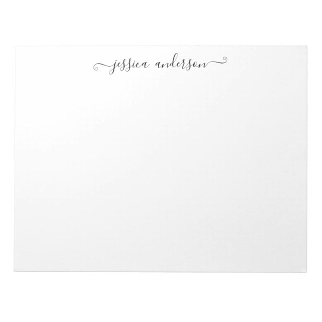 Modern Elegant Black Grey Feminine Girly Script Notepad (Front)