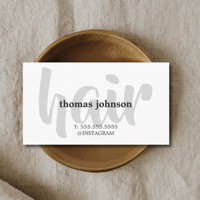 Modern Elegant Black Grey White Hair Stylist Business Card (Creator Uploaded)