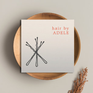 Modern Elegant Black Hair Pins Hair Stylist Square Business Card