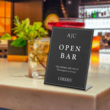  Modern Elegant Black Monogram Wedding Bar