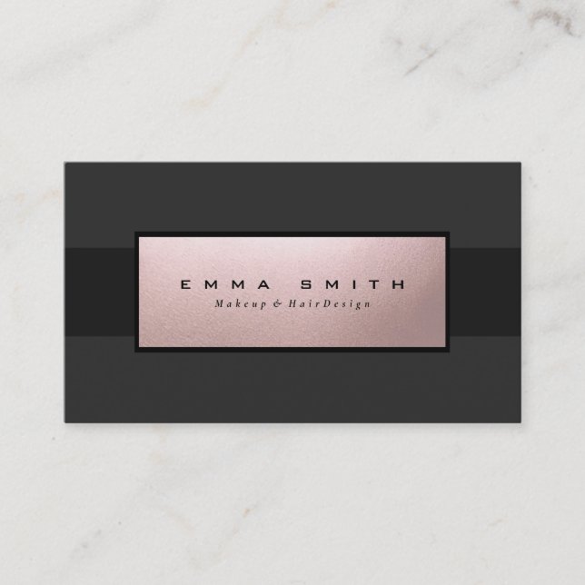 Modern Elegant Black Professional Faux Rose Gold Business Card (Front)