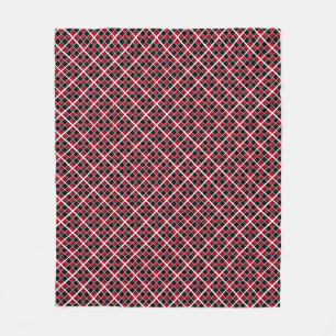 Modern elegant black red white chequered fleece blanket