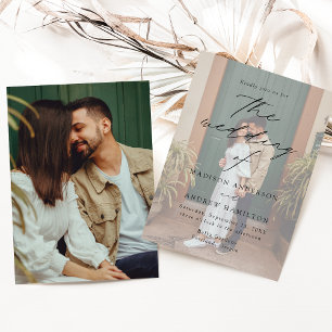 Modern Elegant Black Script 2 Photo Wedding Invitation