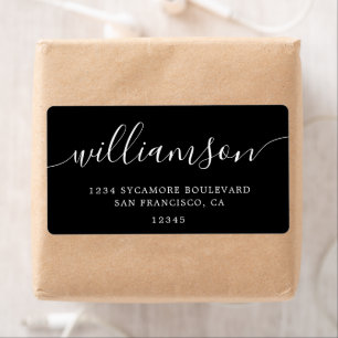 Modern Elegant Black Script Family Return Address