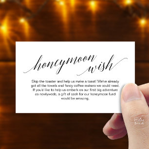 Modern Elegant Black Script Honeymoon Wish Fund Enclosure Card