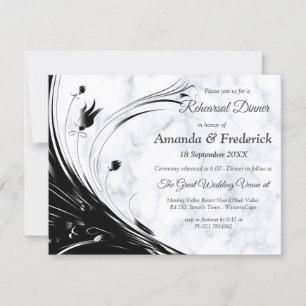 Modern Elegant Black Silhouette on White Marble Invitation