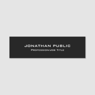 Modern Elegant Black Simple Design Plain Template Name Tag
