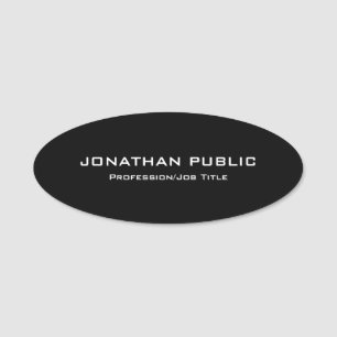Modern Elegant Black Simple Design Plain Template Name Tag