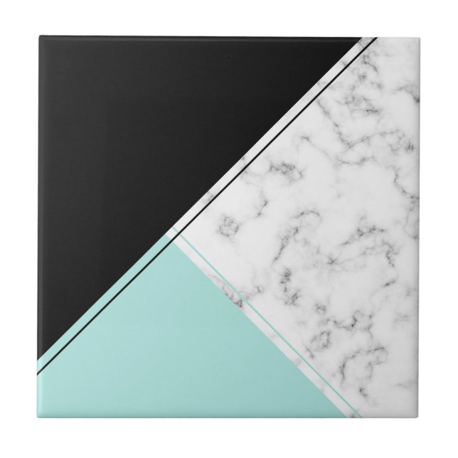 Modern elegant black turquoise marble tile (Front)